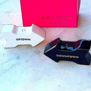KATE SPADE FAIRMONT PARK UPTOWN DOWNTOWN SALT & PEPPER SHAKERS NIB BLACK WHITE